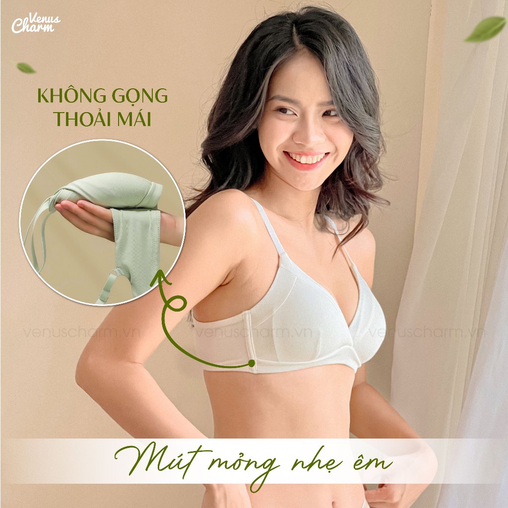 Ảnh Áo ngực nữ không gọng đệm mỏng chưa đến 0,5cm cotton tơ tằm êm ái thoáng mát Venus Charm 8005 3