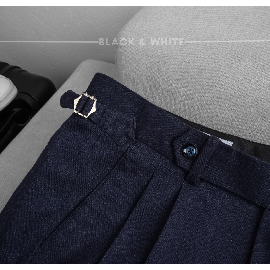 Sidetab Basic Xanh Navy , Cạp Cao, Dáng Slim Fit, Black & White