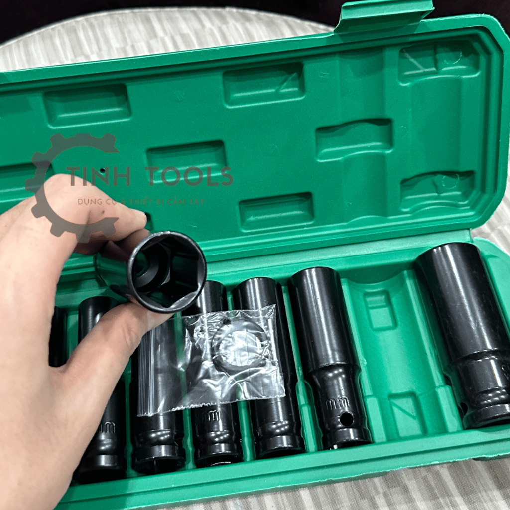 Bộ đầu khẩu, Tuýt 1/2 từ 8mm - 24mm 10 chi tiết màu xanh lá Vặn Bulong, Đầu Bulong, Đầu Điếu Mạ Crôm