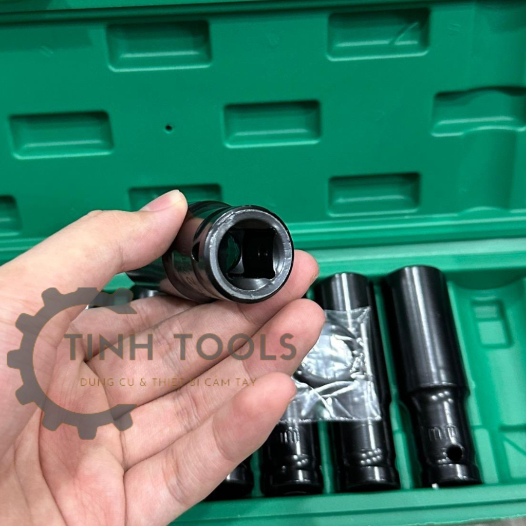 Bộ đầu khẩu, Tuýt 1/2 từ 8mm - 24mm 10 chi tiết màu xanh lá Vặn Bulong, Đầu Bulong, Đầu Điếu Mạ Crôm