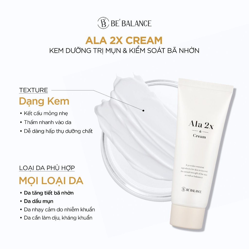 Ảnh Kem Dưỡng Da Be'Balance ALA 2X CREAM giúp Chăm Sóc Da có Vấn Đề về Mụn 50gr 4