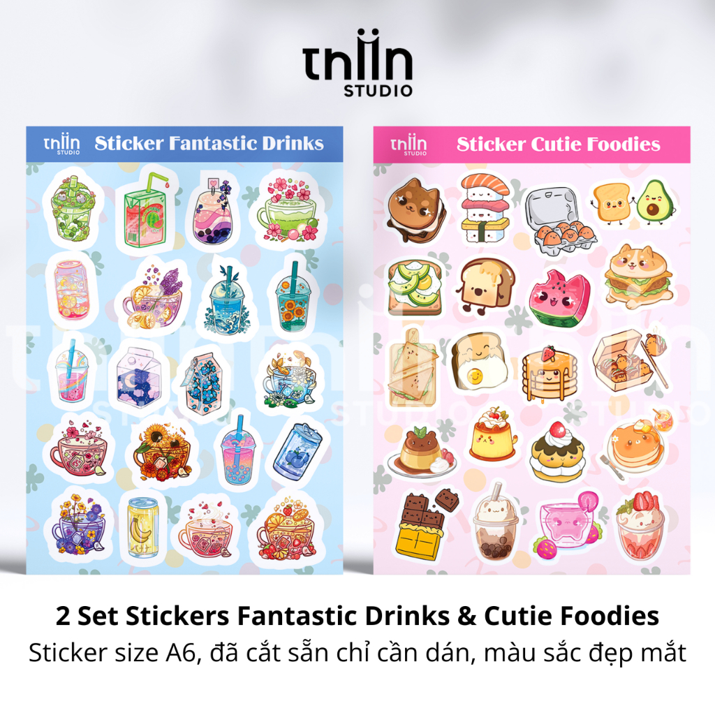 Sticker Món Ăn, sticker Food & Drink THIIN STUDIO, hình dán đồ ăn cute, sticker trang trí sổ tay | BigBuy360 - bigbuy360.vn