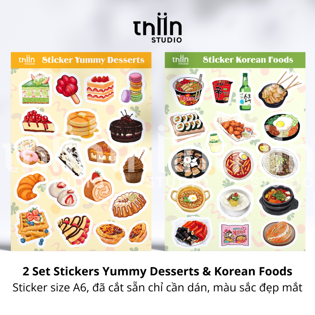 Sticker Món Ăn, sticker Food & Drink THIIN STUDIO, hình dán đồ ăn cute, sticker trang trí sổ tay | BigBuy360 - bigbuy360.vn