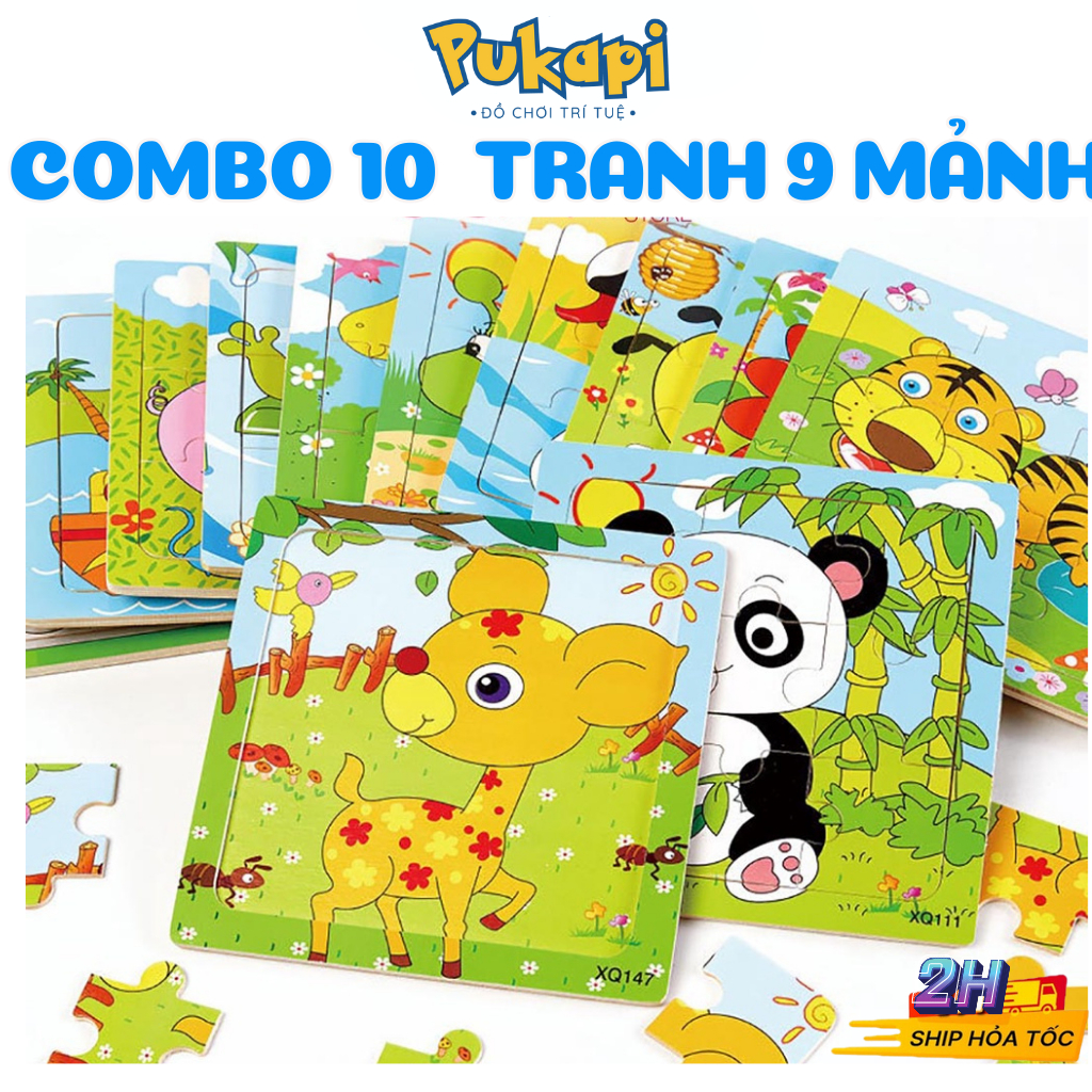 Combo 10 Tranh Ghép Hình 9 Mảnh Hình Con Vật Cho Bé Mẫu Mã Đa Dạng Giá Rẻ Cho Bé - Đồ Chơi Cho Bé PUKAPI