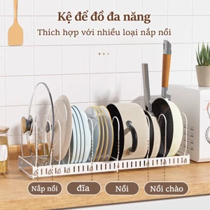 Kệ Để Nồi Thép Carbon Điều Chỉnh Được Chiều Dài-Kệ Nhà Bếp Đa Năng Tiện Dụng
