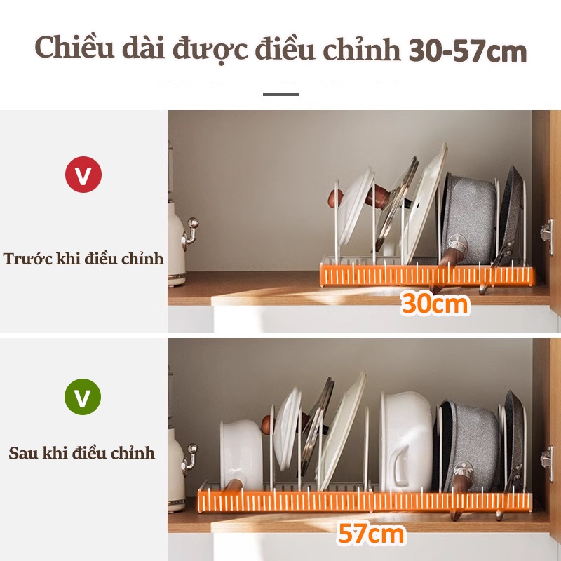 Lifinity Kệ Để Nồi Thép Carbon Điều Chỉnh Được Chiều Dài-Kệ Nhà Bếp Đa Năng Tiện Dụng