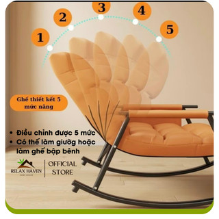 Ghế bập bênh lười thư giãn Relax Haven điều chỉnh 5 cấp độ, ghế bập bênh nệm sofa êm ái nhiều màu sắc/HCM