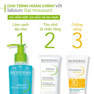 Sữa rửa mặt sạch mụn ngăn ngừa bít tắc lỗ chân lông Bioderma Sébium Gel Moussant 100ml/200ml/500ml