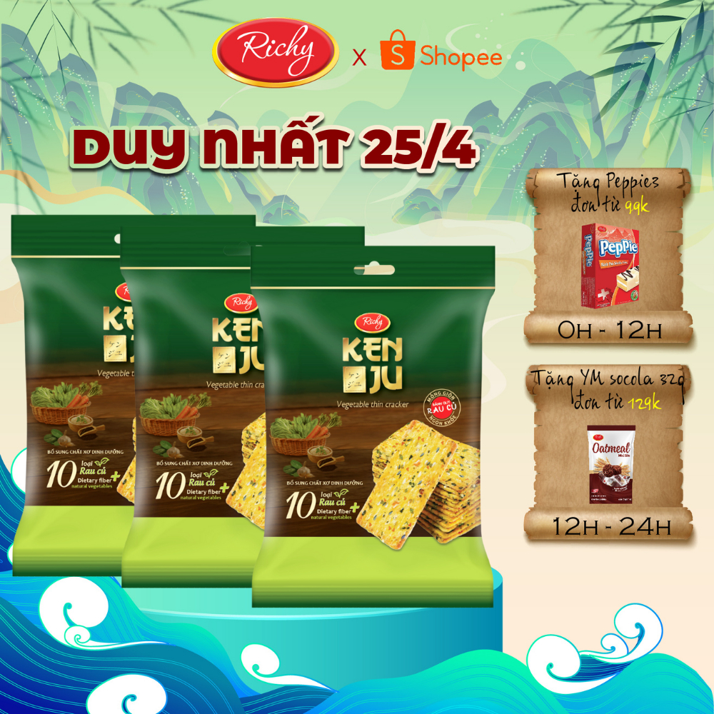 Combo 3 túi bánh quy rau củ Kenju Richy 192g/túi | Shopee Việt Nam
