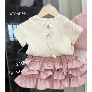 Quần áo trẻ em, Quần áo hè bé gái, áo thun tăm và chân váy xòe có quần trong cho bé 9-25kg S1394 | Tiểu Yến KID