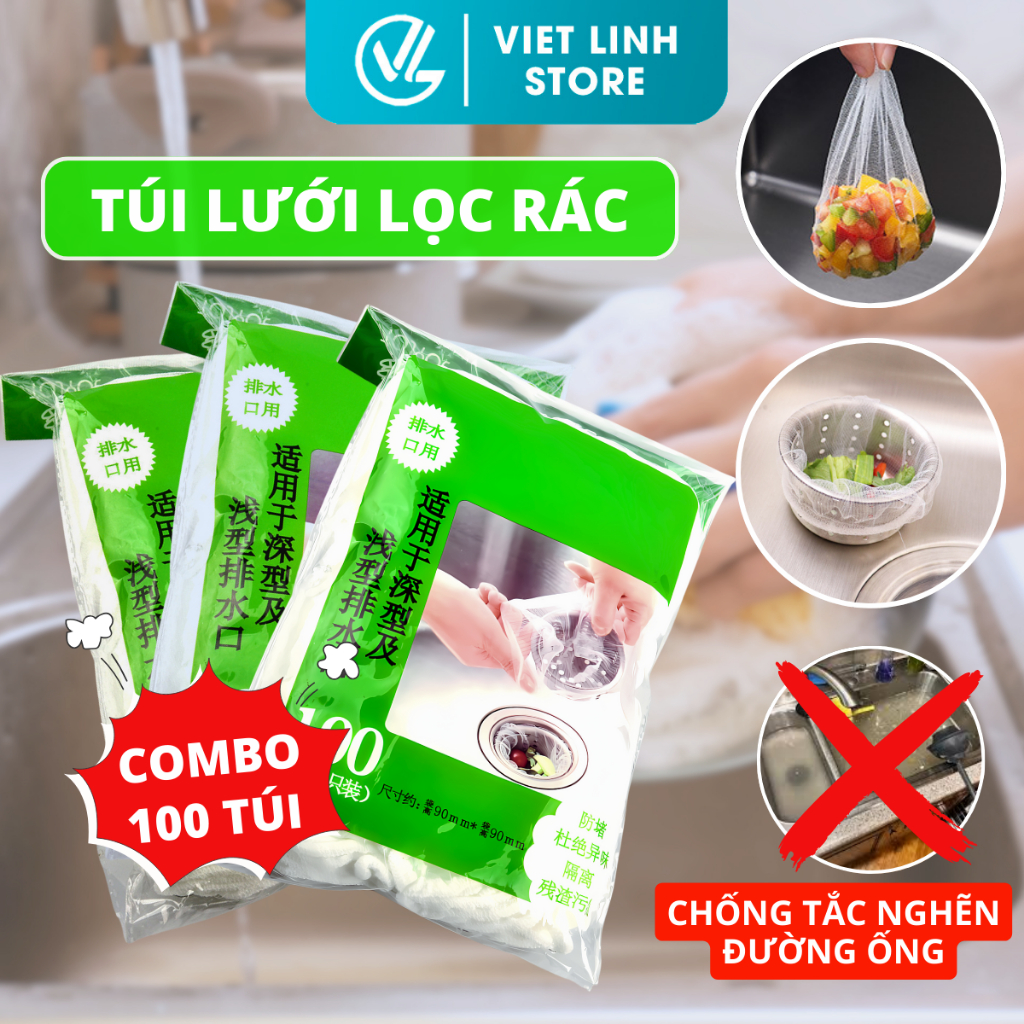 Lưới Lọc Rác Bồn Rửa Bát, Set 100 Túi Lọc Rác Bồn Rửa Chén Chống Tắc ...