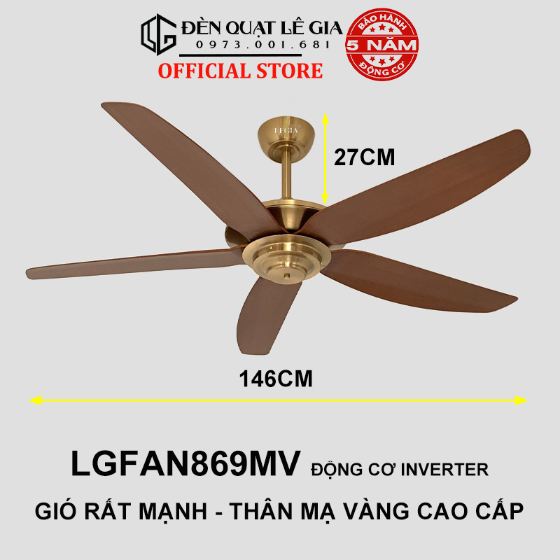Ảnh Quạt trần MẠ VÀNG 24K LGFAN869 | Quạt trần hiện đại đẹp VIP LUXURY 2025 1
