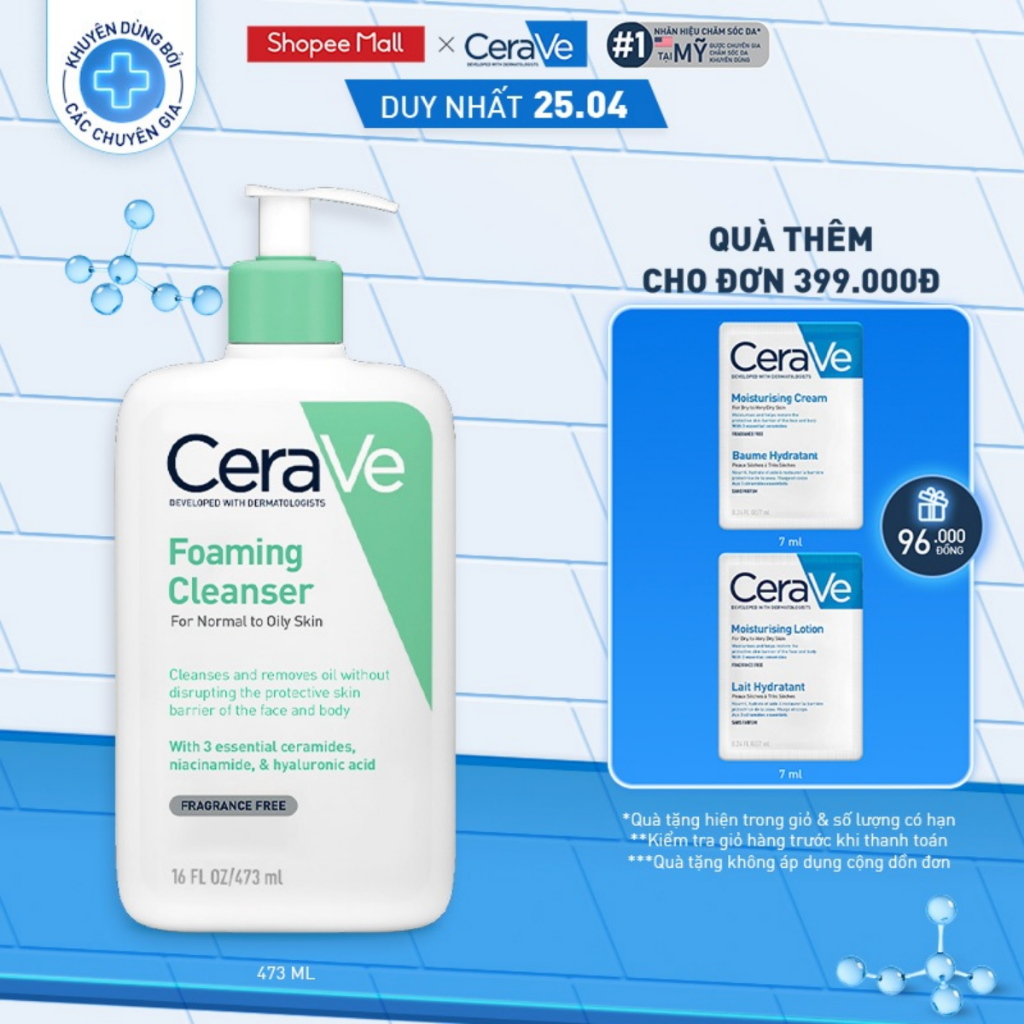 Ảnh Sữa rửa mặt giúp làm sạch sâu dành cho da dầu Cerave Foaming Cleanser 473ml 1