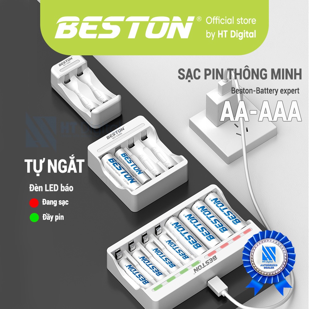 Sạc pin AA AAA Beston C9009 9010, Tự Ngắt Cho pin 2A 3A Ni-MH 1.2V, sạc ...