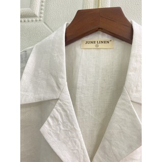 [JUNE LINEN] A21. Áo danton nữ tay ngắn Linen tưng premium.