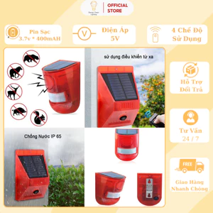 Đèn Báo Động Cảm Biến Energy Green Lighting MT-12069 - Sử Dụng Năng Lượng Mặt Trời - Có chức năng sạc điện