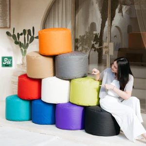 Ghế đôn đôn gác chân ghế lười hạt xốp 3II HOME hình tròn 35x35x30 cm vải chống thấm đa năng đa sắc