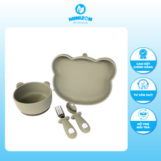 Bộ Khay Bát Thìa Dĩa Silicone Ăn Dặm Cho Bé BAR-ROT Siêu Bền Đẹp | Minizon Kids