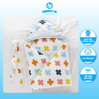 Chăn Ủ Có Mũ Trần Bông Hello Baby Siêu Mềm Mịn Cho Bé Yêu | Minizon Kids