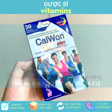 🍀 Viên uống bổ sung Canxi Hữu Cơ CALWON Canxi + Magnesium + D3 + K2 HỘP/30 VIÊN