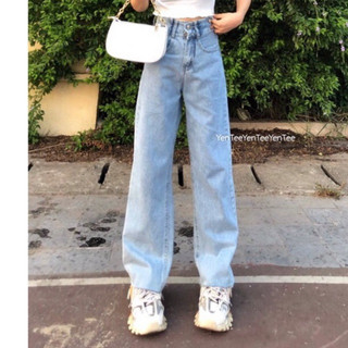 Quần jeans ống xuông xanh nhạt 1 cúc dễ mặc , quần đi học, quần che khuyết điểm Yến Tee