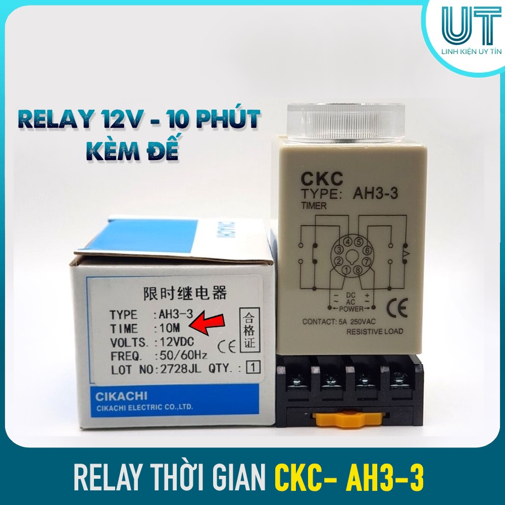 Relay thời gian CKC AH3-3 ( đủ loại 12V, 24V, 220V) TẶNG KÈM ĐẾ - Rơ le ...