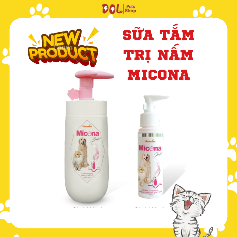 Sữa Tắm Micona Shampoo Diệt Nấm Ve Rận Toàn Thân Cho Chó Mèo 200ml 