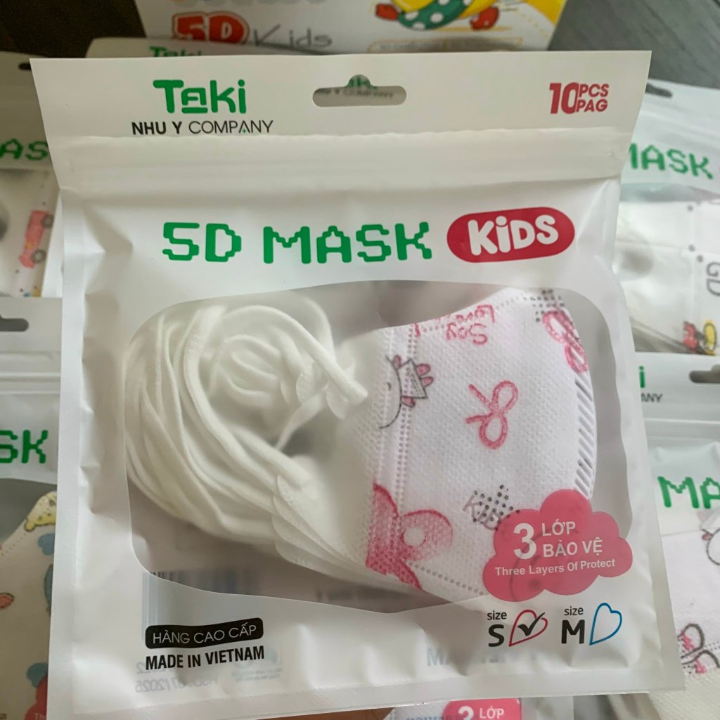 Khẩu trang Taki 5D Mask Kids 3 lớp (loại xịn mịn cao cấp) túi zip 10 ...