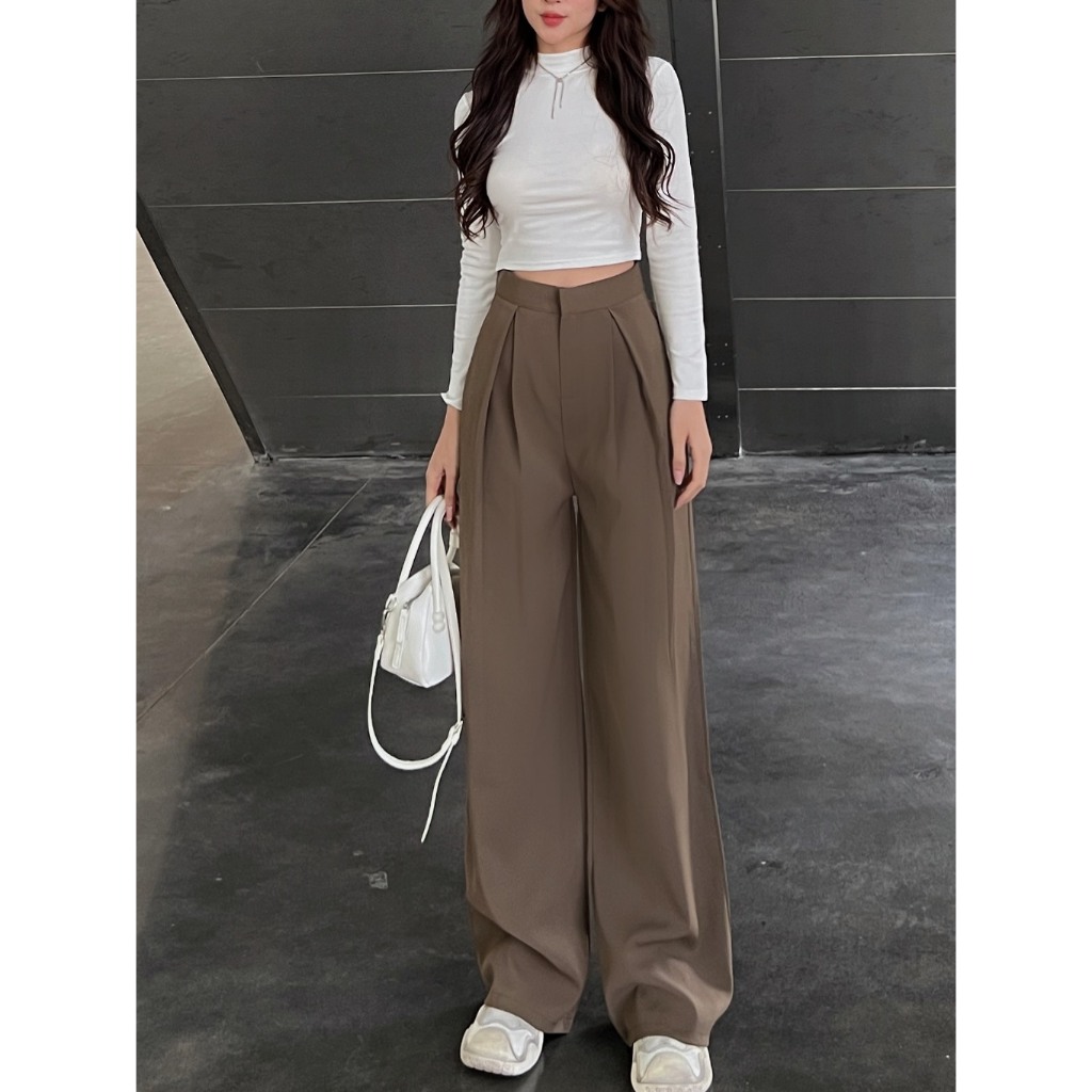 Quần tây công sở Joolate ống rộng ly lệch 2 bên cạp cao hách dáng 382 P13K12