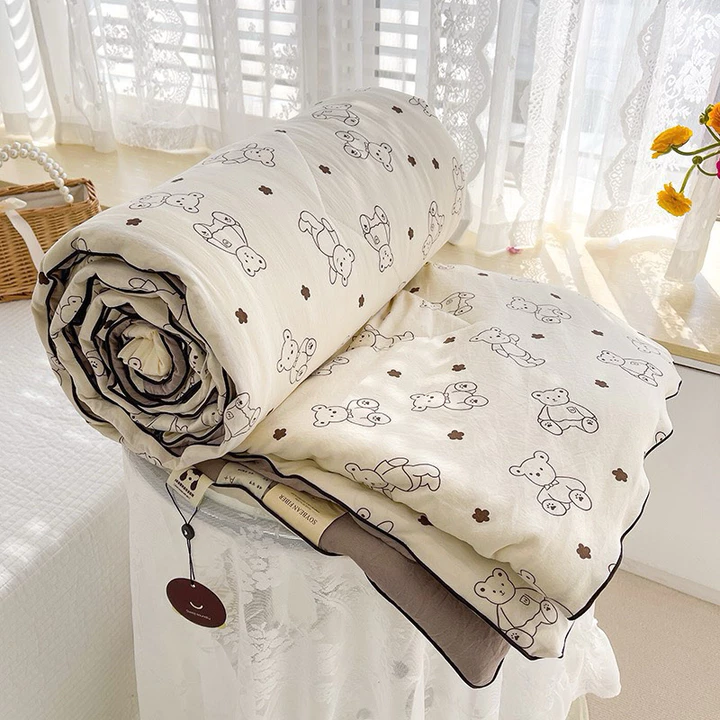 Chăn Cotton Đũi Sơ Đậu Nành Hàn Quốc Nhập Khẩu, chăn hè thu ( ảnh thật shop tự chụp ) chăn thu hè nhập khẩu loại 1