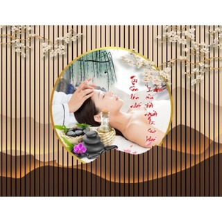 Tranh trang trí spa dưỡng sinh, decor gội đầu dưỡng sinh, tranh ngâm chân thảo dược in trên vải lụa (tặng kèm keo dán)