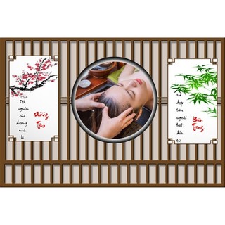 Tranh trang trí spa dưỡng sinh, decor gội đầu dưỡng sinh, tranh ngâm chân thảo dược in trên vải lụa (tặng kèm keo dán)
