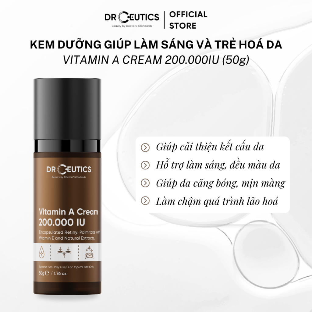 Ảnh DRCEUTICS Kem Dưỡng Vitamin A 200.000IU Trẻ Hoá Và Căng Mịn Da (35g) 2
