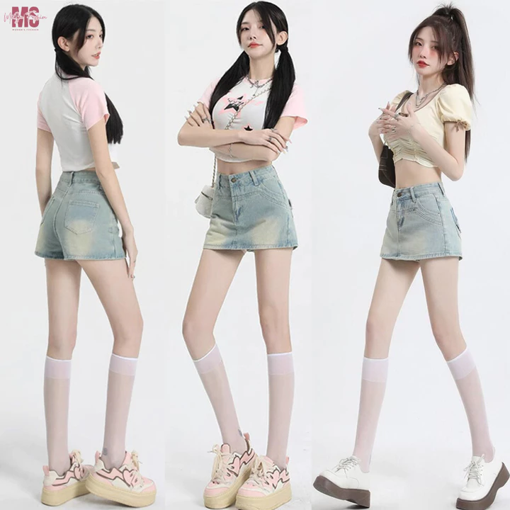 Quần Giả Váy Jean Ngắn Dáng Chữ A Có Quần Mặc Trong MiSU Quần Giả Chân Váy Dáng Ngắn Sexy GV
