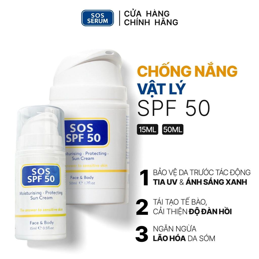Kem chống nắng SOS Vật lý bảo vệ da SPF 50 Anh