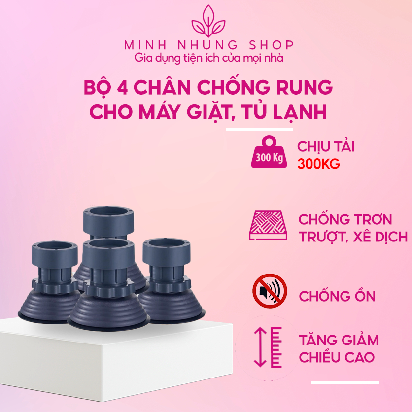 Bộ 4 chân chống rung cho máy giặt, tủ lạnh - tăng giảm chiều, đế cao su ...