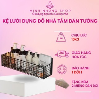 Kệ Lưới Dán Tường Đựng Đồ Tắm, Nhà Bếp - Tiện Lợi Cho Bồn Cầu, Phù Hợp Mọi Không Gian - Kèm 2 Miếng Dán minh nhung