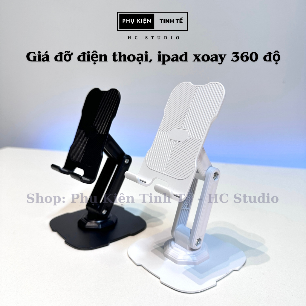 Giá đỡ điện thoại, ipad xoay 360 độ hai tầng điều chỉnh góc độ abs tiện lợi, kết hợp với thép không gỉ chắc chắn