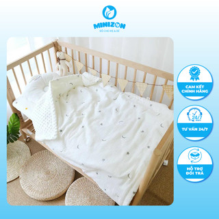 Chăn xô thêu Hàn Quốc lót lông cao cấp xinh xắn