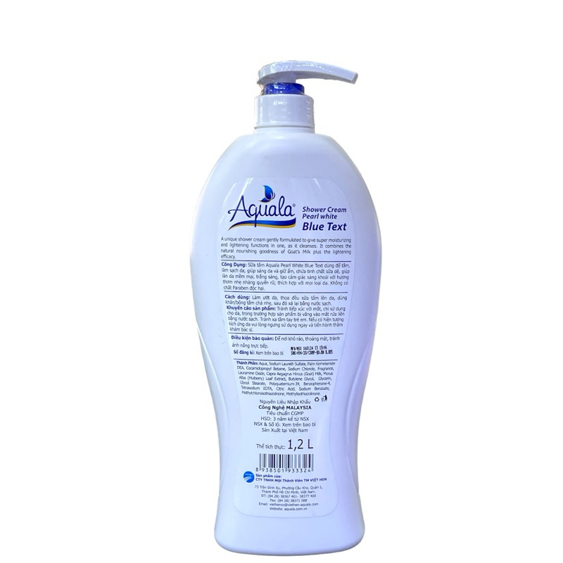Sữa Tắm Aquala Sữa Dê Ngọc Trai Xanh Dương (1200ml)