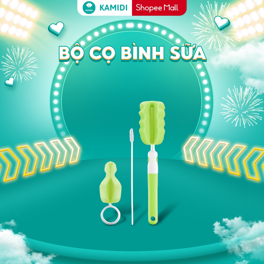 Ảnh Cọ Bình Sữa Kamidi 3 Chi Tiết Vệ Sinh Bình Sữa Màu Ngẫu Nhiên 2