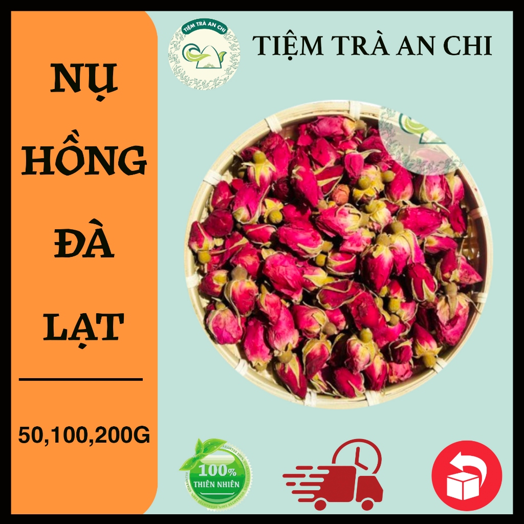 100g Trà nụ hoa hồng sấy khô màu hồng đẹp, lọc vụn giúp dưỡng da, chống lão hóa, ngủ ngon