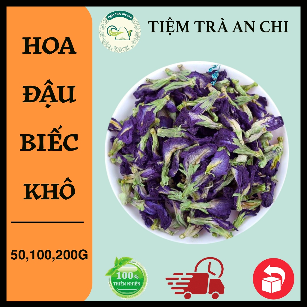 100g Trà Hoa Đậu Biếc sấy lạnh xanh tím đẹp, không vụn giúp đẹp da, chống lão hóa, thư giãn