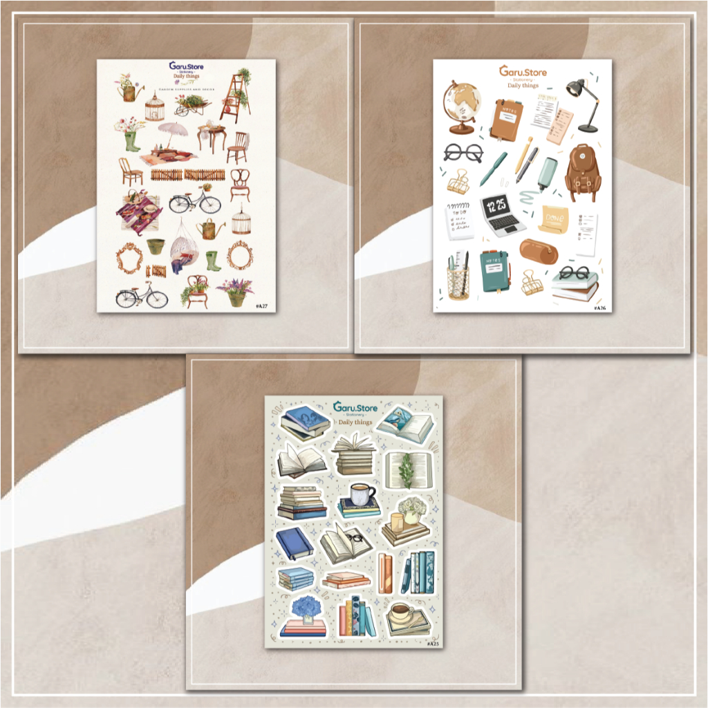 Set 3 tấm Sticker Daily Things Cute - Trang trí sách vở | Shopee Việt Nam