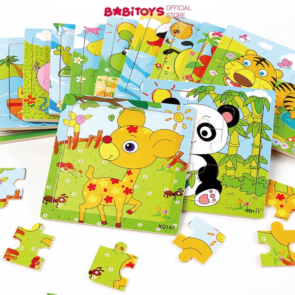 Combo 5 Tranh 10 Tranh Ghép Hình Cho Bé 9 Mảnh Hình Ngộ Nghĩnh Phát Triển Khả Năng Ghi Nhớ - PUPU HOUSE