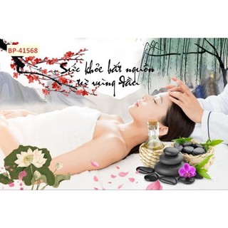 Tranh trang trí spa dưỡng sinh, decor gội đầu dưỡng sinh, tranh ngâm chân thảo dược in trên vải lụa (tặng kèm keo dán)