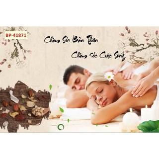 Tranh trang trí spa dưỡng sinh, decor gội đầu dưỡng sinh, tranh ngâm chân thảo dược in trên vải lụa (tặng kèm keo dán)