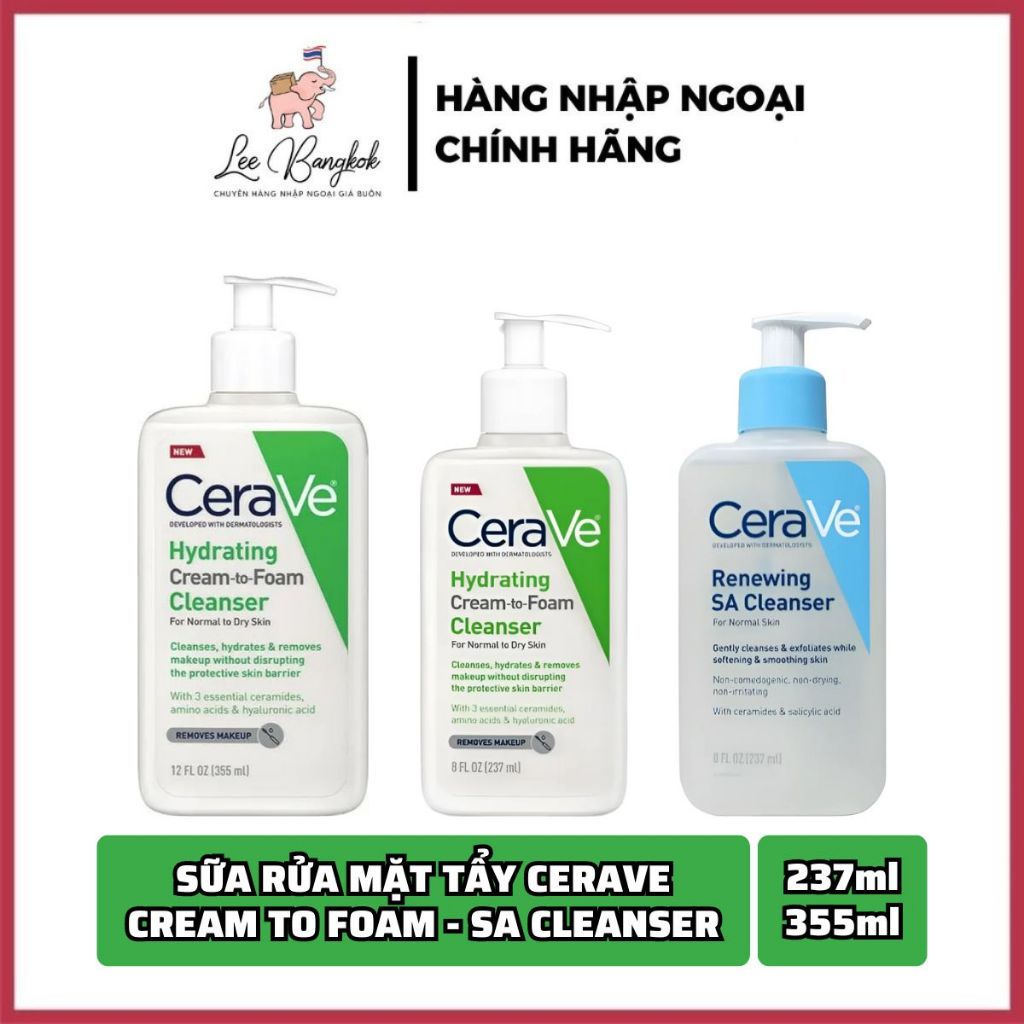 Sửa Rửa Mặt Cerave Da Thường Đến Da Dầu Hydrating Cream to Foam ...