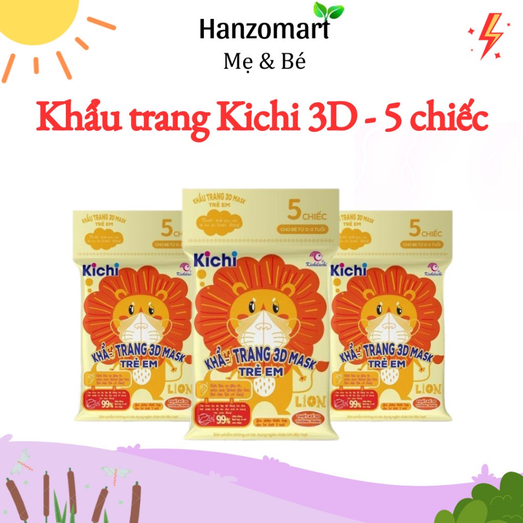 Khẩu Trang Trẻ Em Kichilachi 3d Mask Kháng Khuẩn, Phiên Bản Hình Sư Tử Đáng Yêu - hanzomart