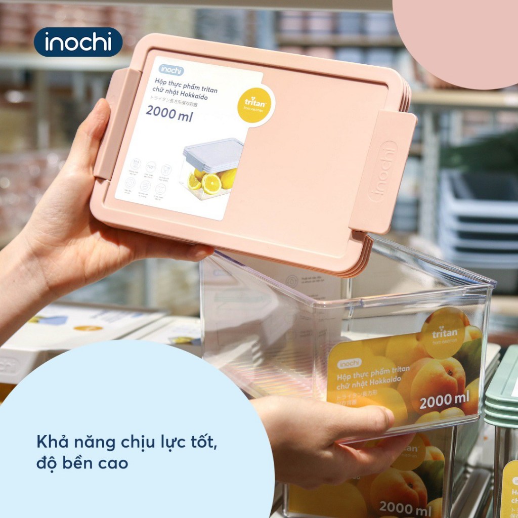 Hộp thực phẩm Tritan chữ nhật cao cấp, bảo quản rau quả tươi lâu, an toàn - CHÍNH HÃNG INOCHI